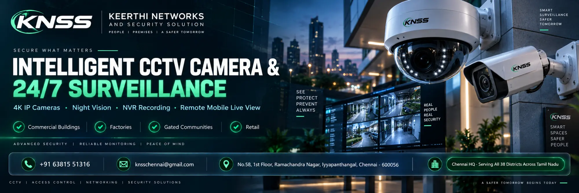 Keerthi Networks - CCTV Camera Installation, HD IP Cameras & 24/7 Video Surveillance Chennai